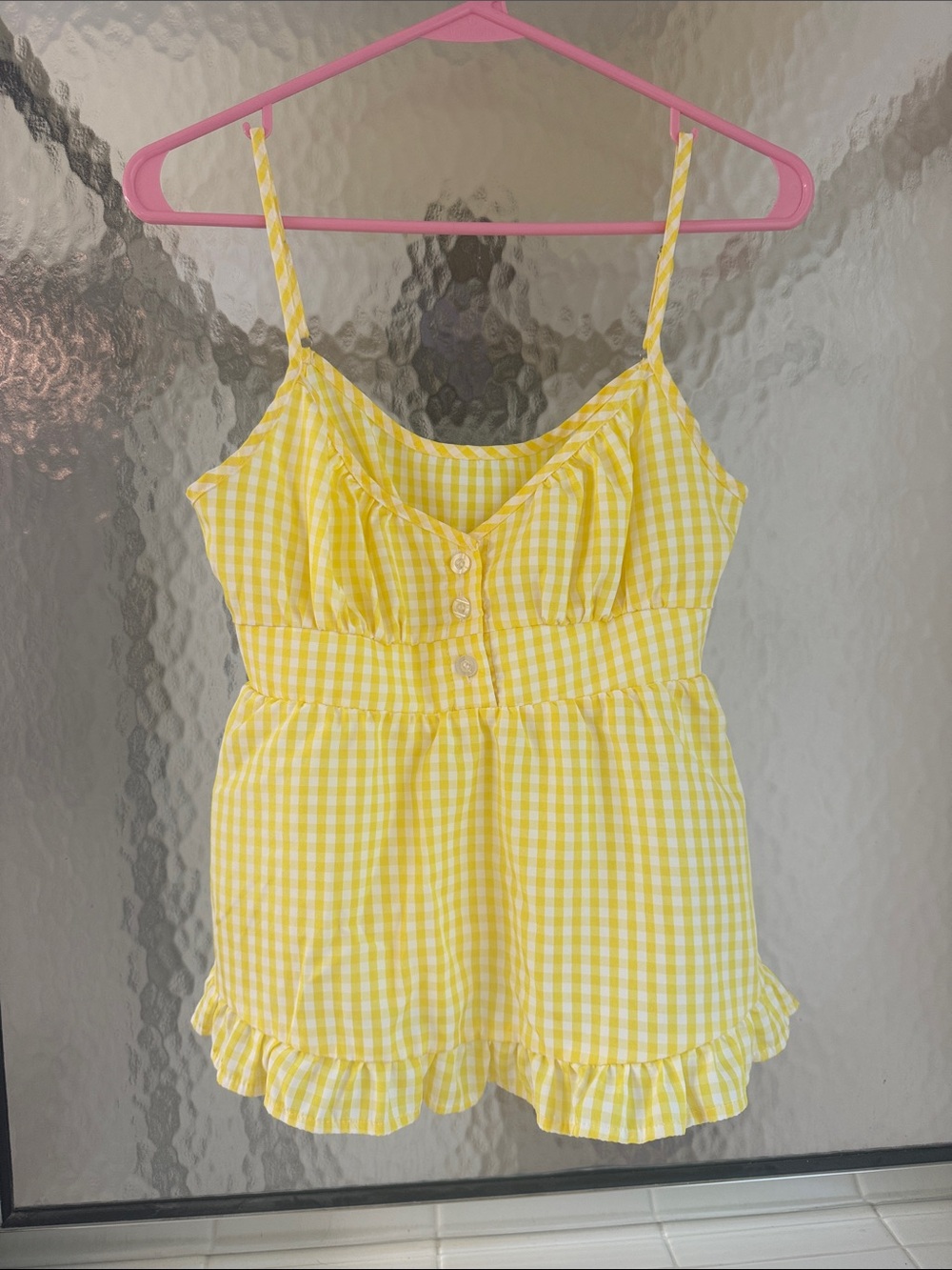 Yellow Gingham Ruffle Bustier Tank Top - Picture 3 of 5